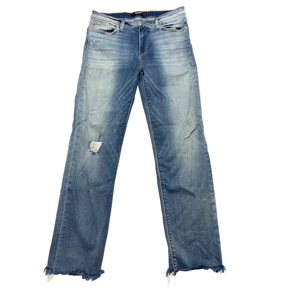 Hudson Los‎ Angeles Nico Cigarette Jeans Distressed Frayed Hem Blue Wash Size 28